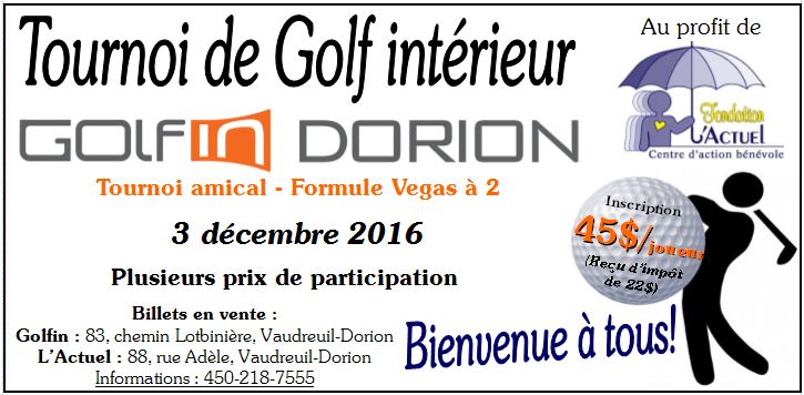 Tournoi de golf L'Actuel affiche @ Golfin Dorion